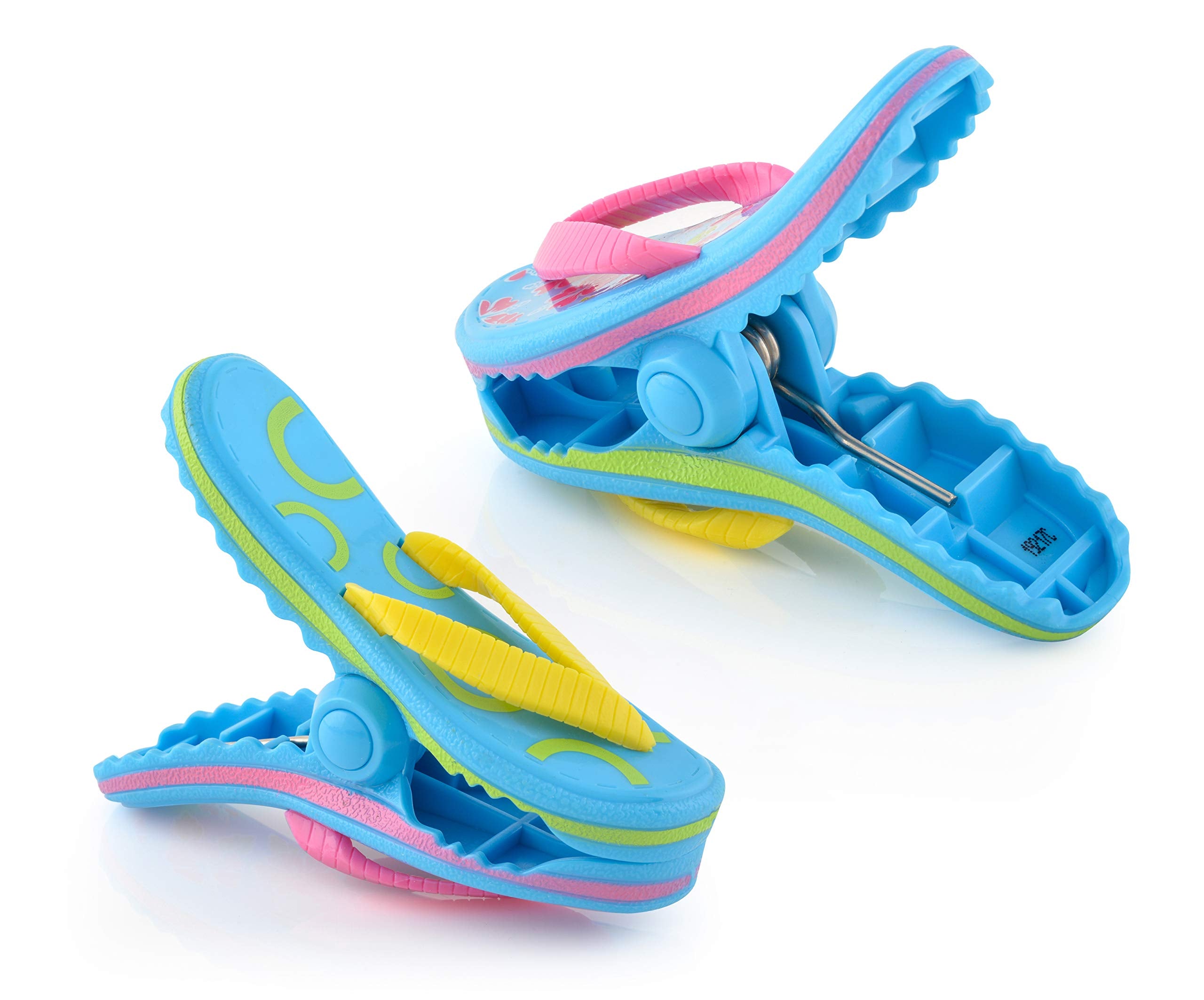 O2Cool Bocaclips - Beach Towel Clips For Beach Chairs, Patio And Pool Accessories Clothes Pins Or Bag Clips - (Flip Flop) 4 Clip